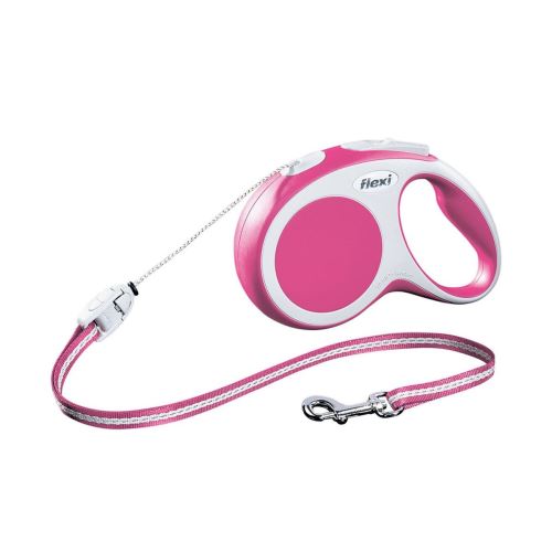 Comparer les prix de Laisse à enrouleur flexi vario rose à corde taille s longueur 5 m chiens < 12 kg