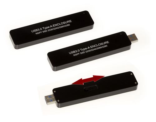 Adaptateur M2 2242 2260 2280 vers USB 3.0 Format clé USB - Fiche rétractable.