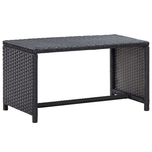 Table de Salon 70x40x38cm Résine tressée Noir