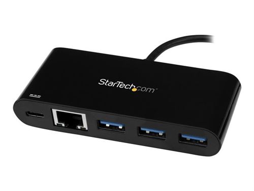StarTech.com Hub USB C - 3 ports - USB 3.0 Ethernet - Power Delivery - USB-C vers 3x USB-A 1x GbE - Concentrateur USB Type-C