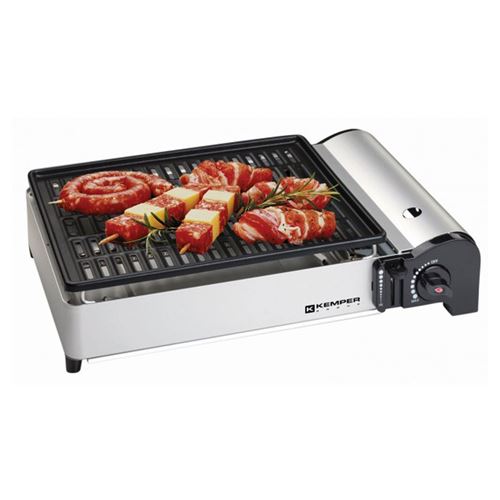 Barbecue gaz portable 1.9 KW Kemper grille anti adhesive + 4 cartouches gaz camping Barbecue gaz portable 1.9 KW Kemper grille anti adhesive + 4 cartouches gaz camping
