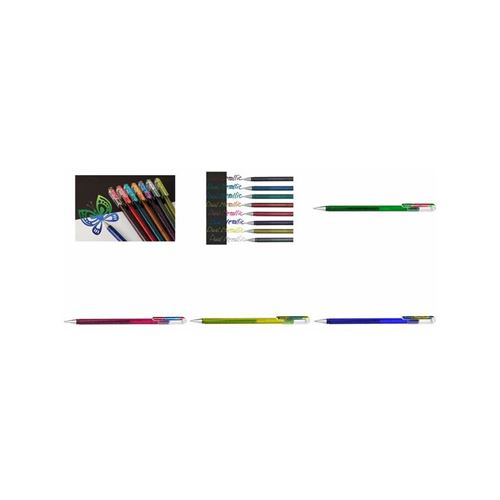 Pentel - Pentel Stylo Roller Gel Hybrid Dual Metallic Glitter, Bleu