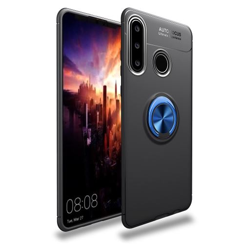 Coque en TPU béquille anneau de doigt noir/bleu pour votre Huawei P30 Lite