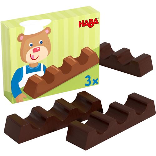 Haba tablettes de chocolat junior 9 cm bois brun 3 pièces
