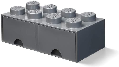 Lego Pierre De Rangement avec Tiroirs 8 Tenons 50 X 18 Cm Pp Gris
