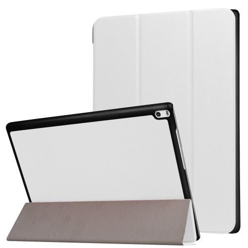 Etui en PU protecteur de stand en trois volets blanc pour votre Lenovo Tab 4 10 Plus