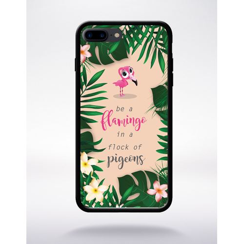 Coque Etre Un Flamant Rose Dans Un Troupeau De Pigeons Fond Rose Compatible Apple Iphone 7 Plus Bord Noir Silicone
