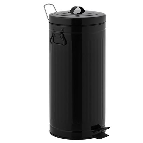 Poubelle de cuisine à pédale BROOKLYN noir en acier 30L