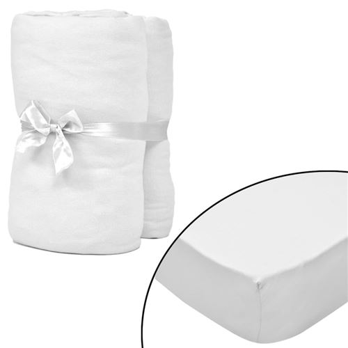 Hoeslaken voor matras 90x190-100x200 cm katoenjersey (wit) 2 stuks