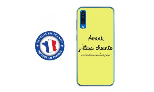 Coque souple pour Samsung Galaxy A50 avec impression Motifs Avant, j'étais chiante jaune