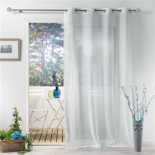 Voilage a oeillets 140 x 280 cm effet lin tissé Zazy Blanc