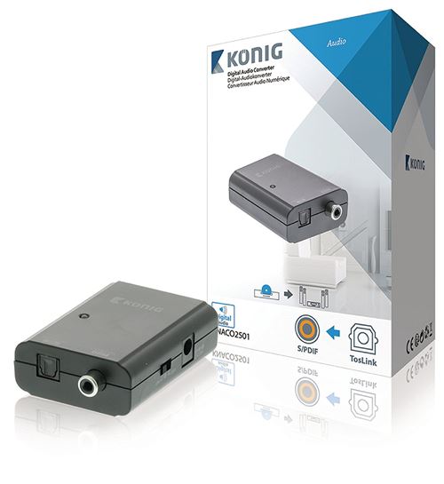 Convertisseur audio numérique, TosLink femelle vers S/PDIF femelle, gris foncé