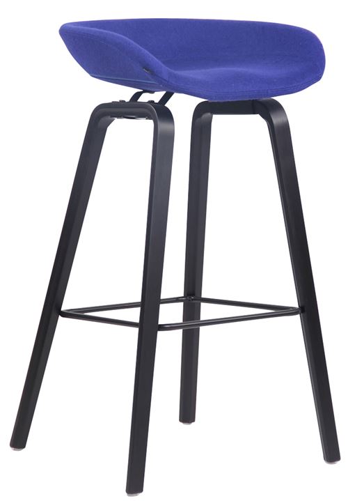 Tabouret de bar Anaheim en feutrine à 4 pieds , Bleu/Bois de chêne Noir