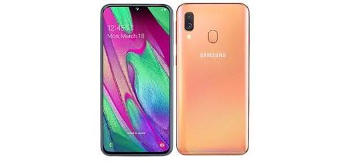 Samsung Galaxy A40 Smartphone Coral / 5,9 / 64 Go Rom / 4 Go Ram / 16 + 5mpx - Lecteur 25mp / Octa Core / 4g / Double Sim / Lecteur d'empreinte digitale