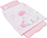 Tapis de sieste rose et blanc motif licorne facile à transporter