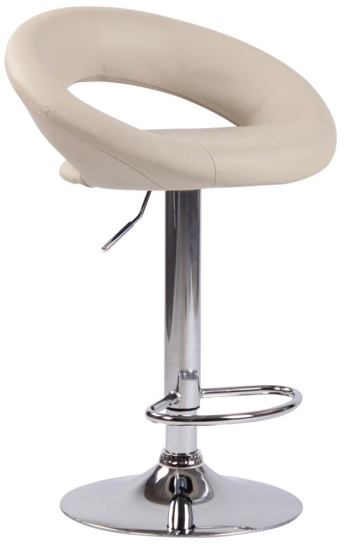 Tabouret de bar Olinda en Similicuir - Hauteur réglable - Pivotant - Piètement Métal chrome - Couleur Crème