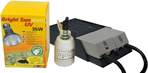 Lucky Reptile – Bright Sun UV Desert Lampe chauffante aux halogénures métalliques avec culot et Ballast compatibles, kit Complet