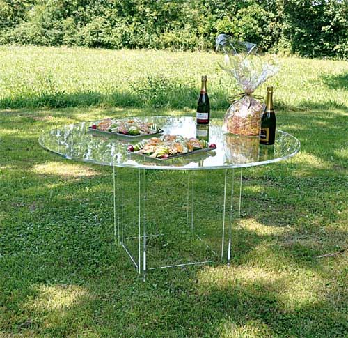 Table démontable transparente