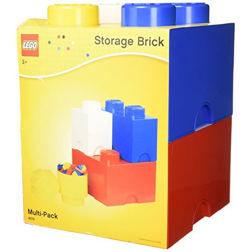 LEGO Storage Brick Multi Pack (4 Piece), Bright RedBright BlueBright YellowWhite