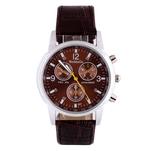 Montre homme cadran rond poignet montre à quartz de bracelet en cuir faux