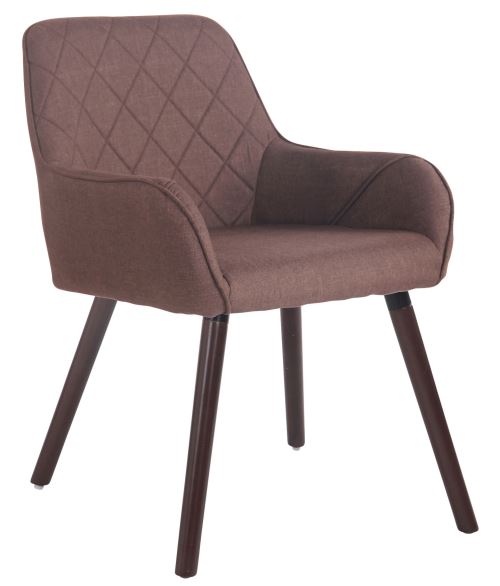 Chaise de salle à manger Wellington Tissu avec Piètement en bois de chêne Noyer - Assise Marron
