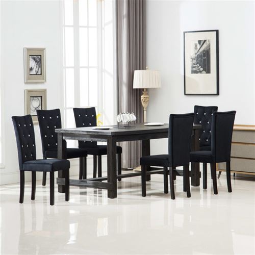 Vidaxl Noir Chaises À Manger Lot De 6 Velours