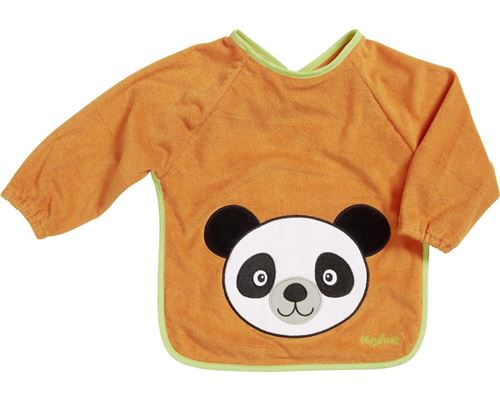 Playshoes bavoir à manches longues panda orange 30 x 39 cm