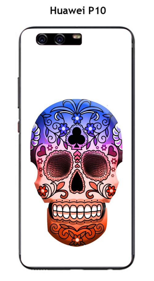Coque TPU gel souple Huawei P10 design Tete de mort fond blanc