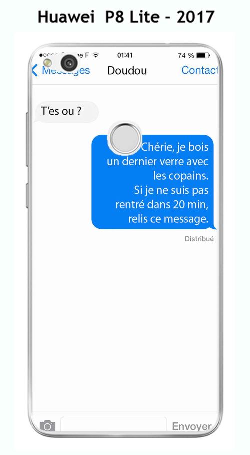Coque TPU gel souple Huawei P8 Lite - 2017 design Texto T'es ou