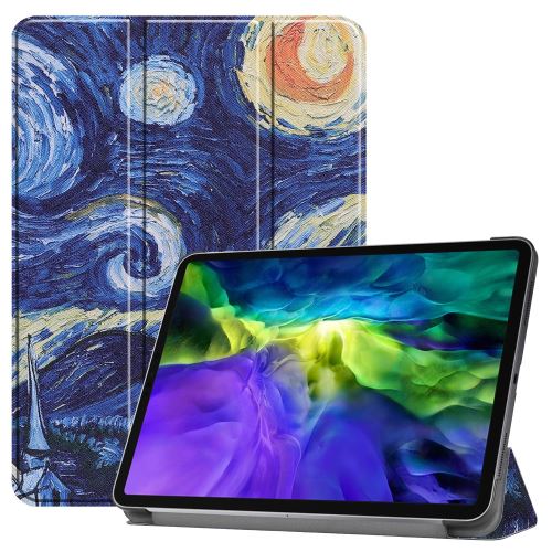Etui en PU + TPU surface d'impression avec support tri-pliure peinture galaxie pour votre Apple iPad Pro 11 pouces (2020)