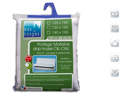Protège matelas clic-clac imperméable coton contrecollé céline 140x190
