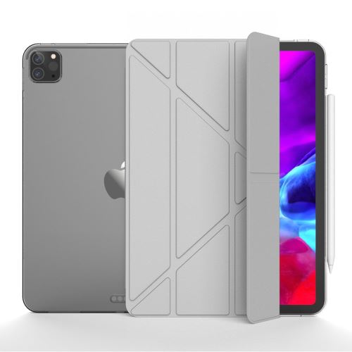 Etui en PU + TPU origami d'absorption magnétique gris pour votre Apple iPad Pro 12.9 pouces (2020)