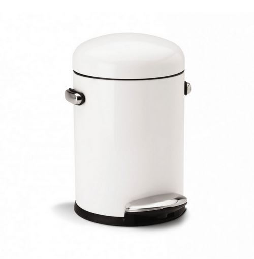 Simplehuman - poubelle à pédale rétro 4.5l acier blanc - cw1295cb
