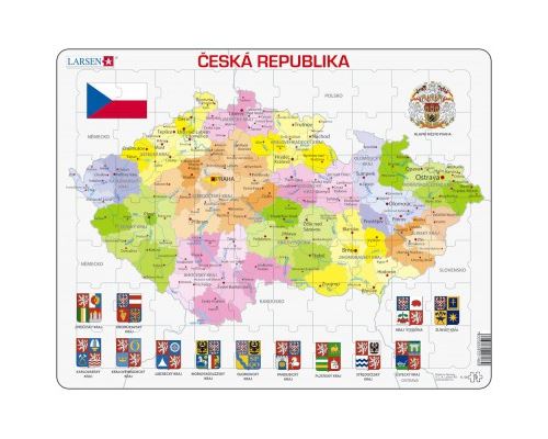 Puzzle 56 Pièces : Puzzle Cadre - Carte de la République Tchèque (en Tchèque), Larsen