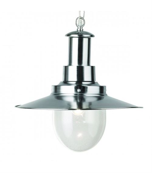 Suspension 40 cm Fisherman, en argent satiné et verre