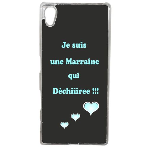 Coque Marraine Turquoise Et Noir Compatible Sony Xperia Z4 Transparent