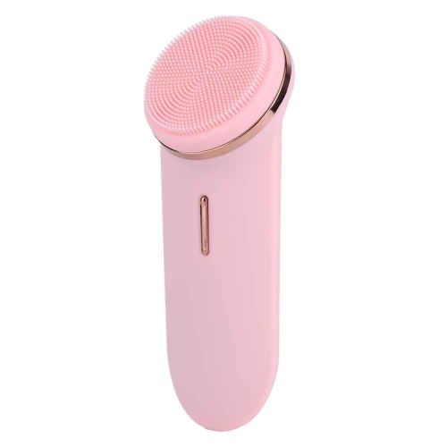 Brosse nettoyante pour nettoyeur de pores de silicone (2 en 1) avec son instrument de nettoyage électrique pour visage (rose)