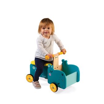 Porteur en bois Janod Hippopotame Porteur bebe Achat prix fnac