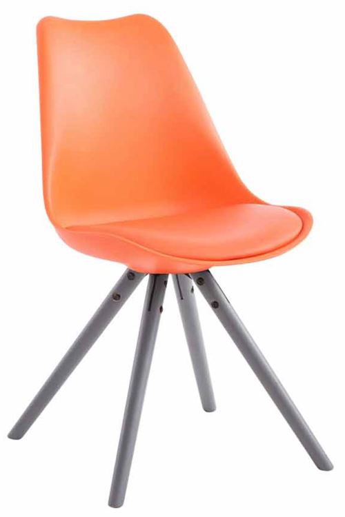 Chaise Toulouse similicuir piétement rond , Orange/Gris
