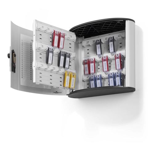 Durable 197723 Keybox Code Armoire pour 54 Clés Fermeture par Combinaison à Code - Avec 6 Porte-clés KEY CLIP