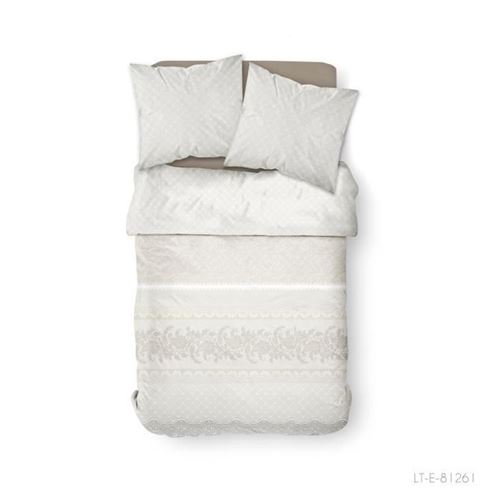 Parure De Lit 2 Personnes 220x240 Coton Imprime Gris Romantique Sunshine