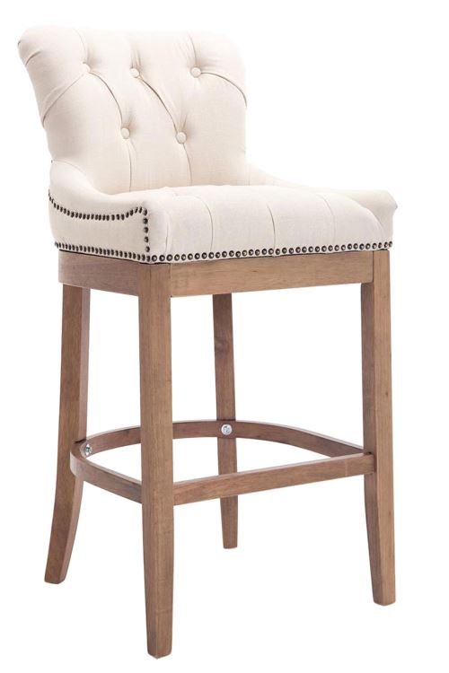 CLP Tabouret de bar Lakewood tissu Pi&egrave;tement antique clair , Cr&egrave;me