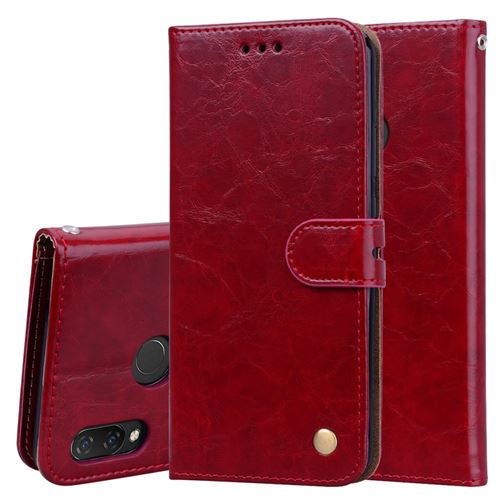 Etui en PU cire huileuse rouge pour votre Huawei P Smart Plus/Nova 3i