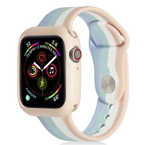 Bracelet en silicone avec coque de protection pour Apple Watch Series 6/ SE/ 5/ 4 44mm - Multicolore#10(Taille S/M)