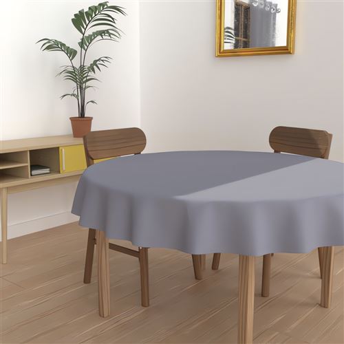 Nappe ronde unie - Diamètre 180 cm - Gris