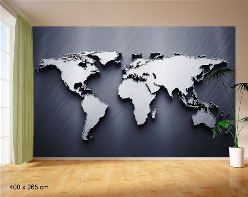 HOMEMANIA Murales Monde di Papier - Murale - pour Séjour, Chambre - Multicolore, 400 x 265 cm