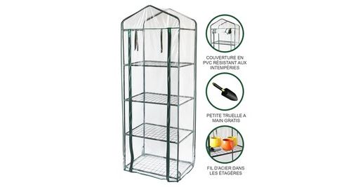 Monstershop Mini Greenhouse 4 Tier with Plastic Cover in Green