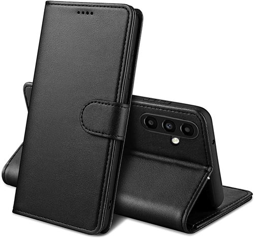 Coque pour Samsung Galaxy A35 5G - Portefeuille Noir Rabat Clapet Aimanté Rangement Cartes Phonillico®