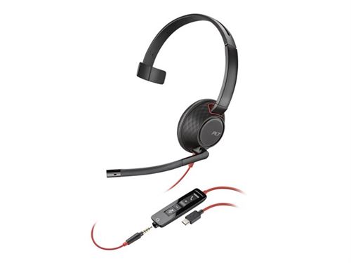 Poly Blackwire 5210 - Blackwire 5200 Series - Micro-Casque - Sur-Oreille - Filaire - Jack 3,5Mm, Usb-C - Noir - Certifié Pour Microsoft Teams, Certifié Pour Skype For Business, Certifié Cisco Jabber, Certifié Avaya, Works With Chromebook Certified, Ce