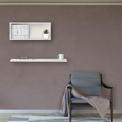 HOMEMANIA Étagère Felicita - Blanc - 80 x 18 x 1,8 cm -